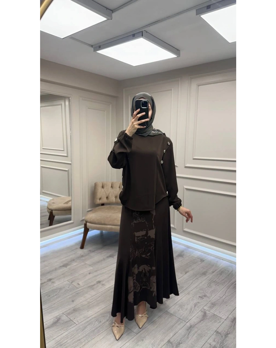 Misswhence 38032 Kahve Etekli Takım