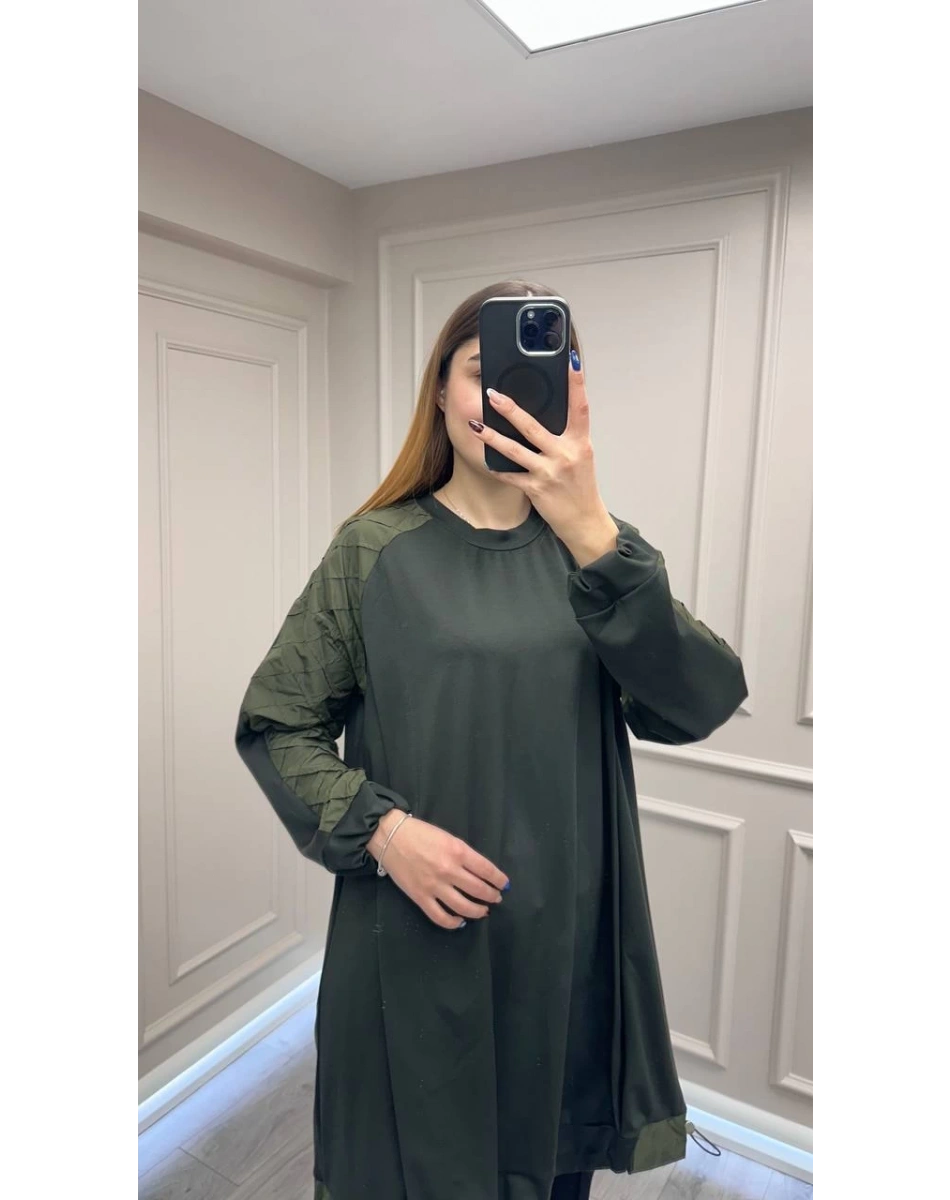 Misswhence 38040 Haki Kolları Detaylı Tunik