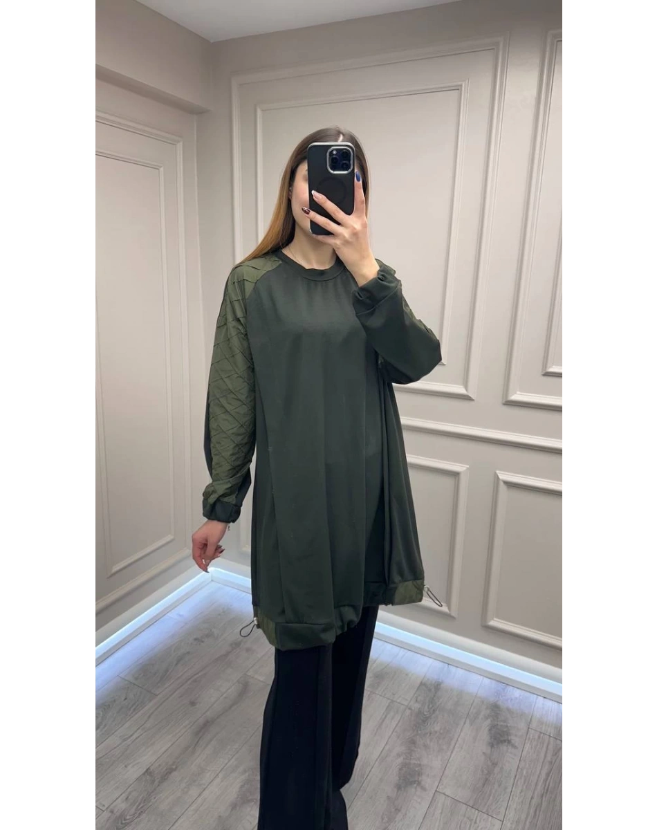 Misswhence 38040 Haki Kolları Detaylı Tunik