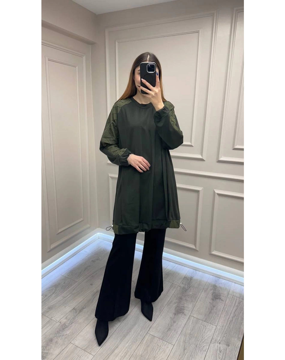 Misswhence 38040 Haki Kolları Detaylı Tunik