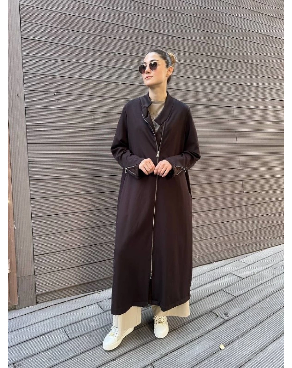 Misswhence 38404 Kahverengi Nervür Detaylı Kap