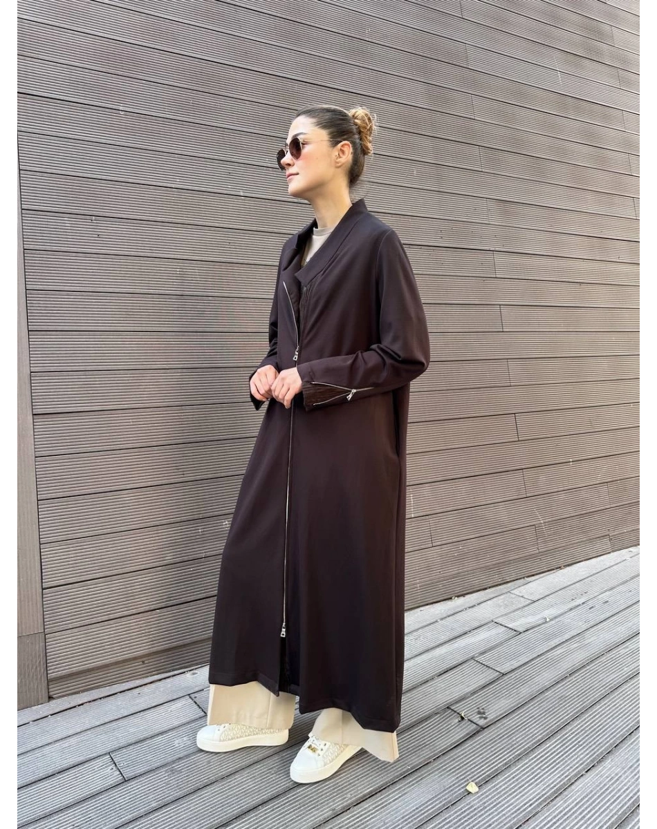 Misswhence 38404 Kahverengi Nervür Detaylı Kap