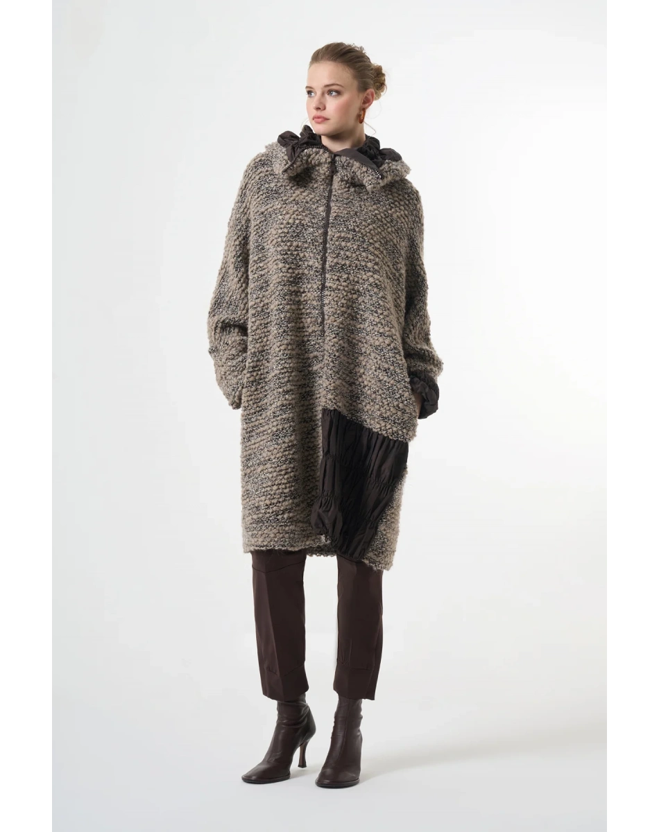 Misswhence 38422 Gri Triko Yün Kap