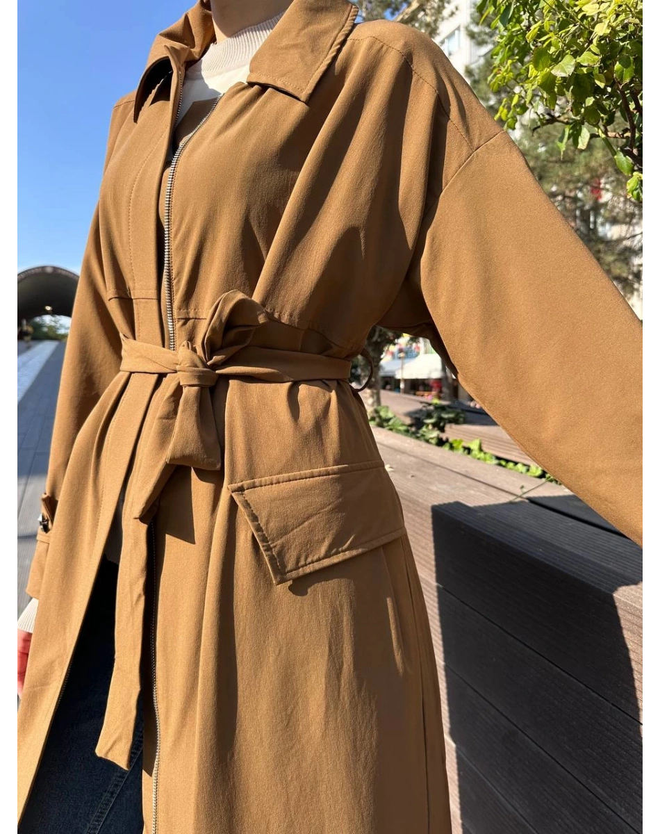 Misswhence 38500 Camel Cep Detaylı Kap