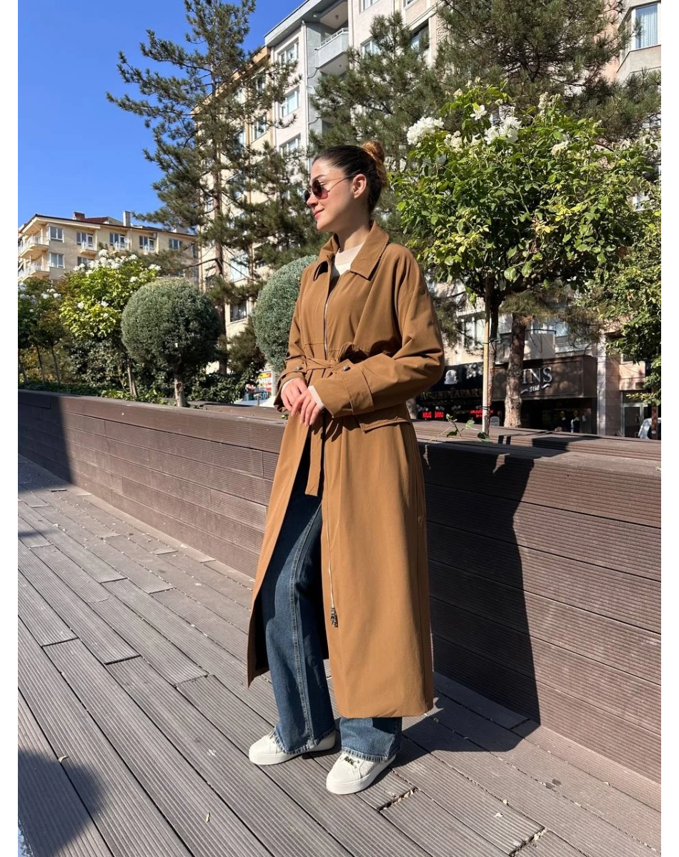 Misswhence 38500 Camel Cep Detaylı Kap