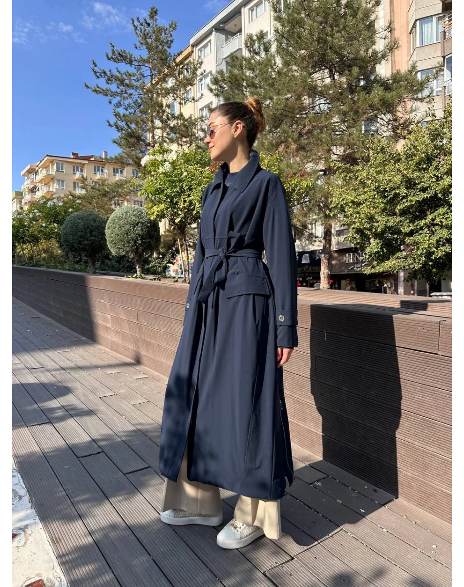 Misswhence 38500 Lacivert Cep Detaylı Kap