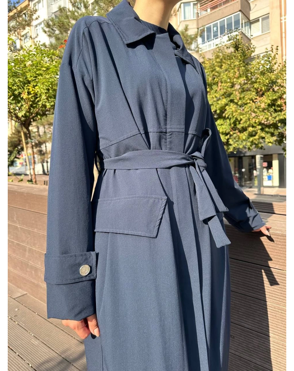 Misswhence 38500 Lacivert Cep Detaylı Kap