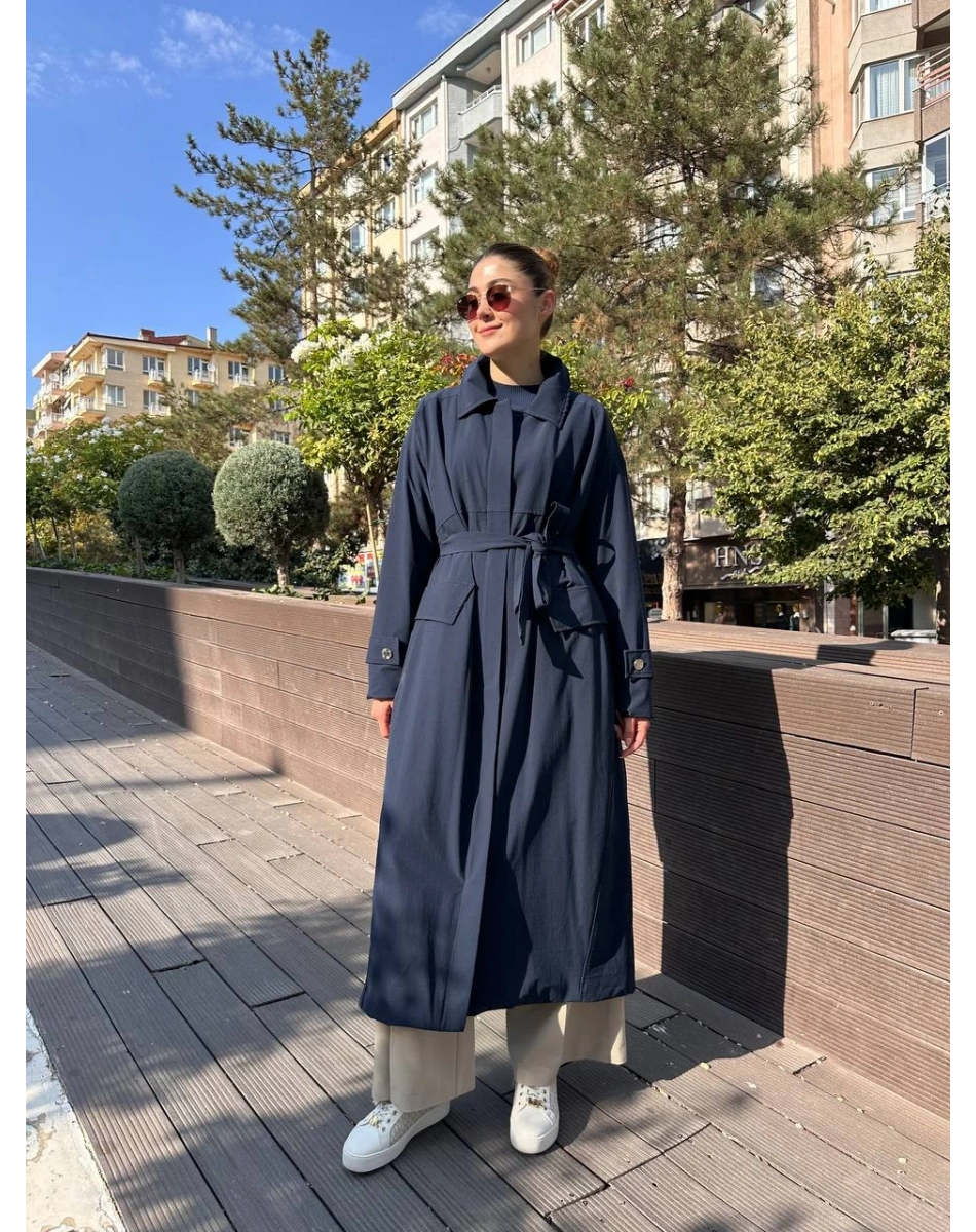 Misswhence 38500 Lacivert Cep Detaylı Kap