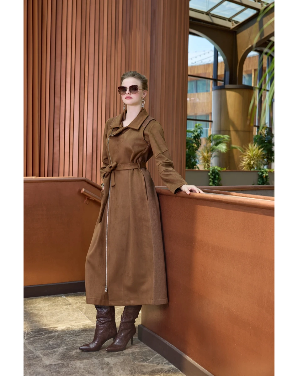 Misswhence 38502 Taba Süet Yanları Detaylı Kap