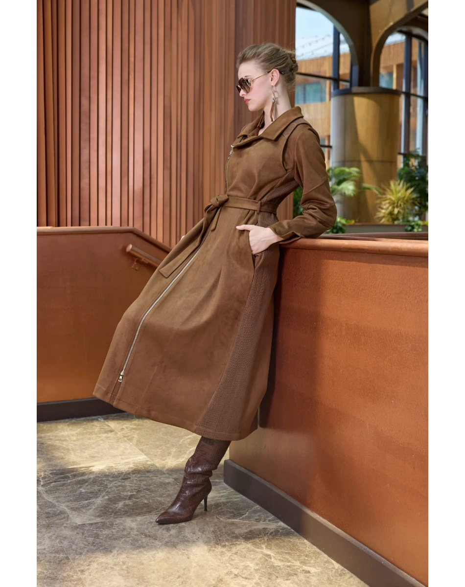 Misswhence 38502 Taba Süet Yanları Detaylı Kap