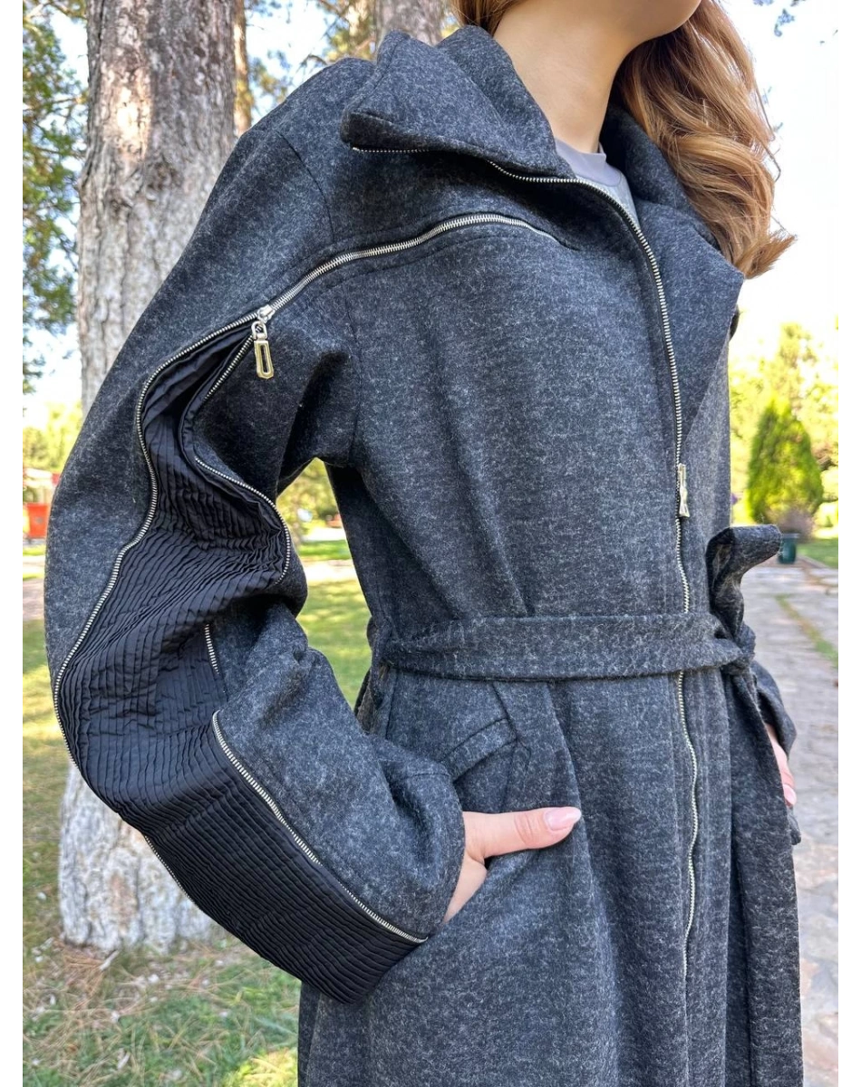 Misswhence 38505 Siyah Keçe Kaban