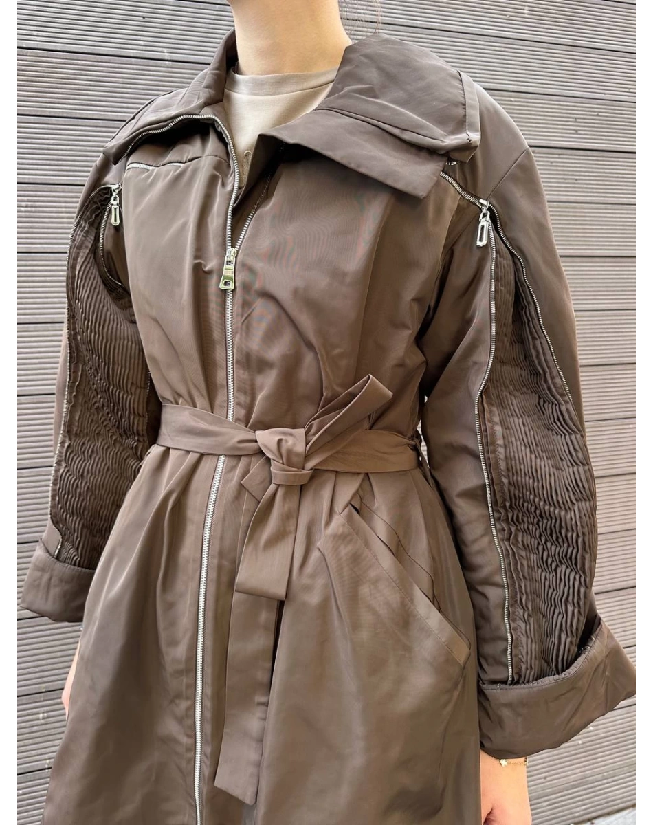 Misswhence 38506 Kahverengi Nervür Detaylı Kap