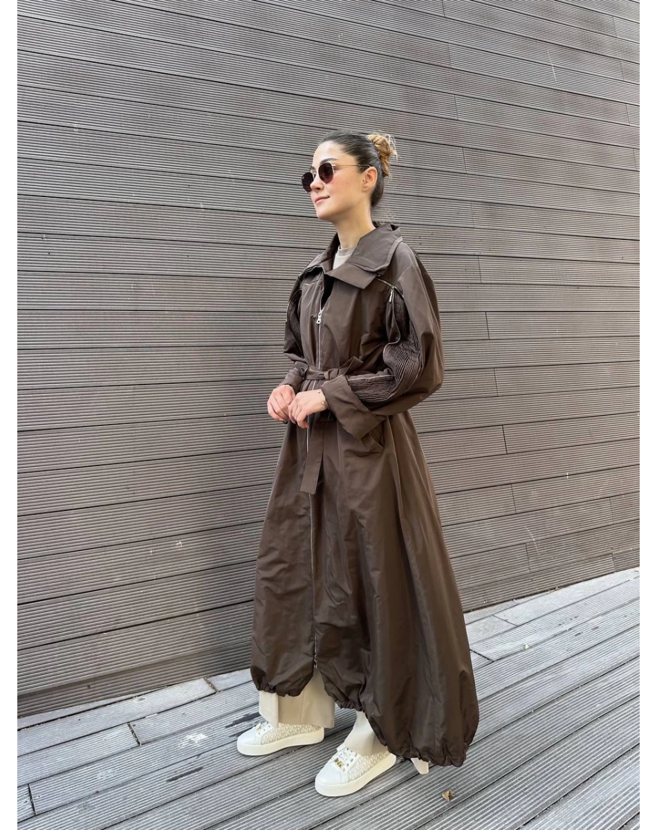 Misswhence 38506 Kahverengi Nervür Detaylı Kap