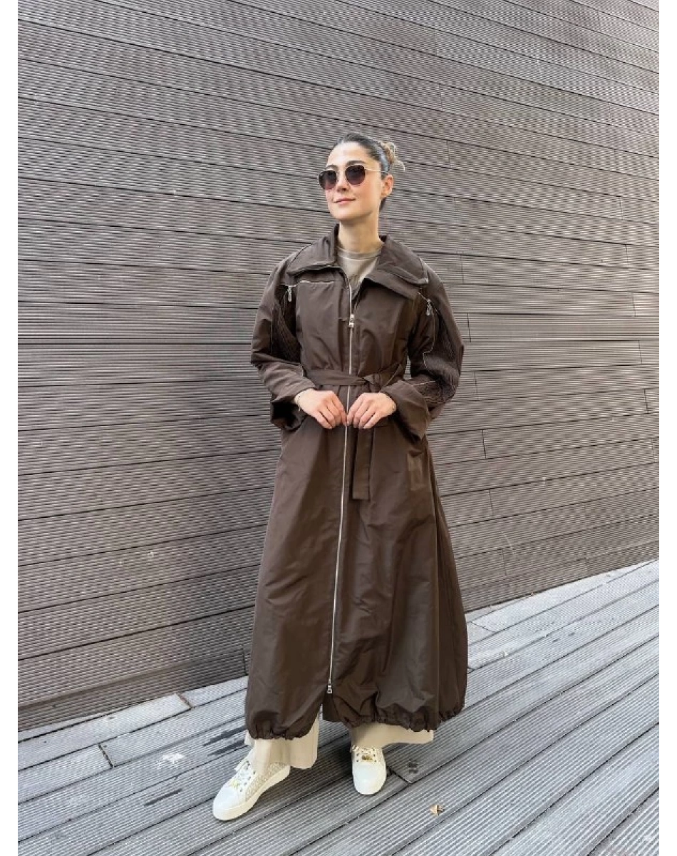 Misswhence 38506 Kahverengi Nervür Detaylı Kap