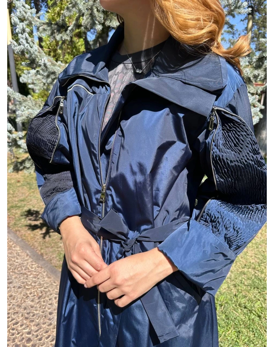 Misswhence 38506 Lacivert Nervür Detaylı Kap