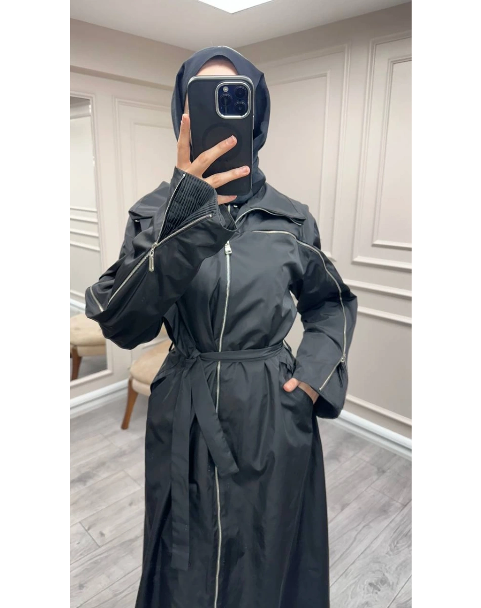 Misswhence 38506 Siyah Nervür Detaylı Kap