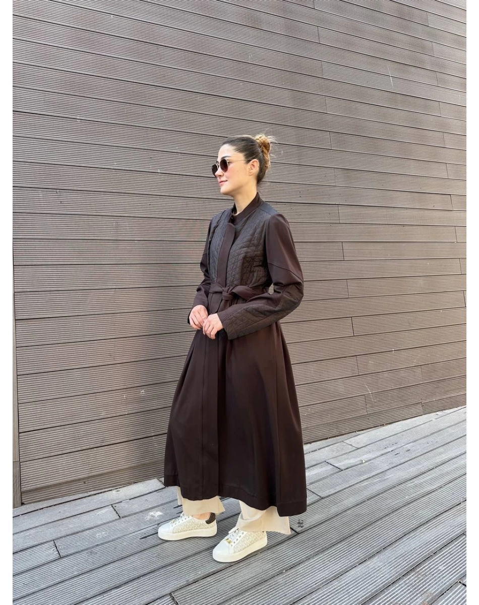 Misswhence 38527 Kahverengi Kapitone Detaylı Kap