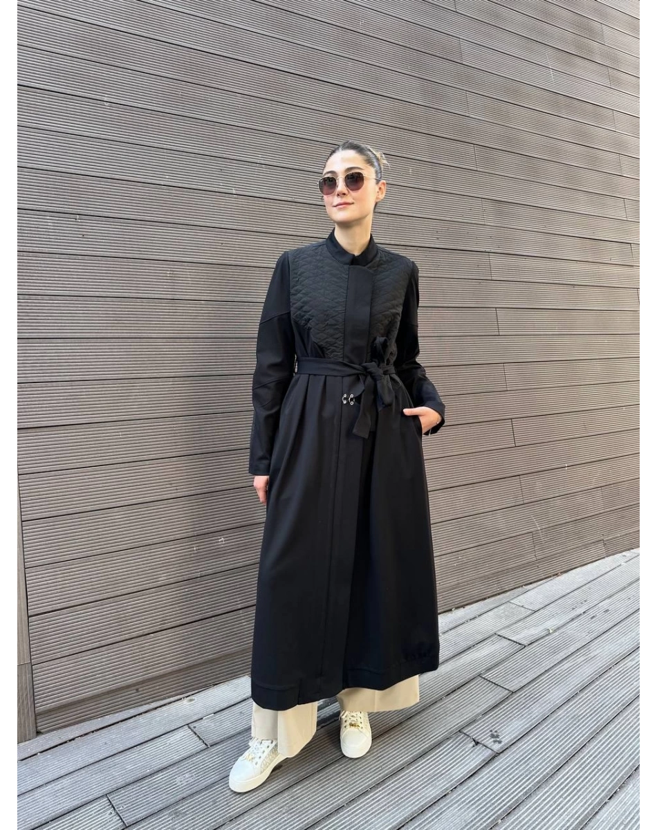 Misswhence 38527 Siyah Kapitone Detaylı Kap