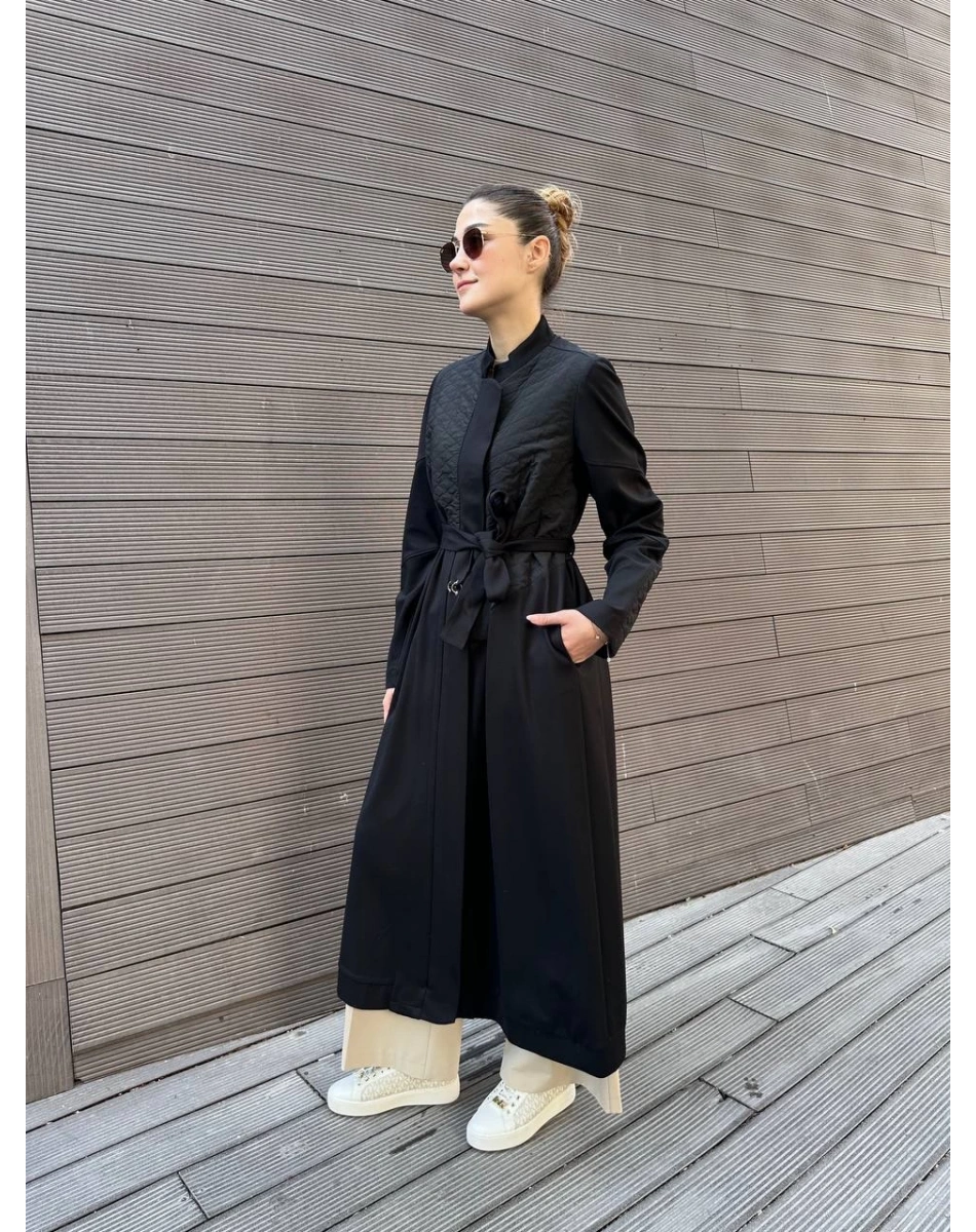 Misswhence 38527 Siyah Kapitone Detaylı Kap