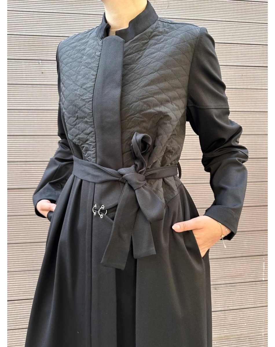 Misswhence 38527 Siyah Kapitone Detaylı Kap