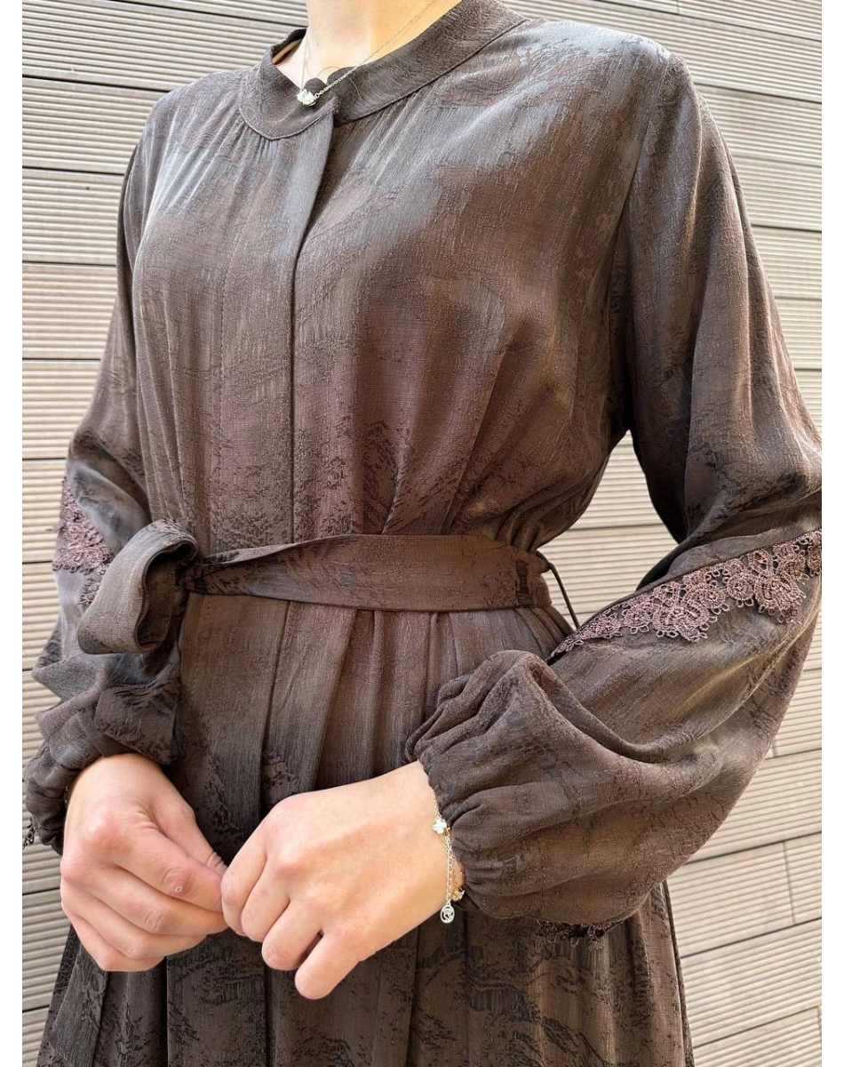 Misswhence 38528 Kahverengi Dantel Detaylı Kap