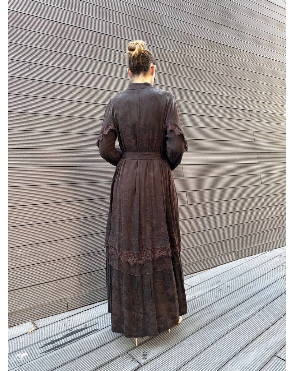 Misswhence 38528 Kahverengi Dantel Detaylı Kap