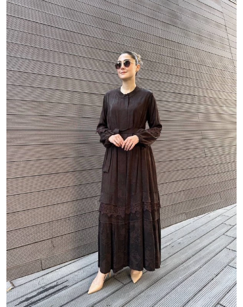 Misswhence 38528 Kahverengi Dantel Detaylı Kap