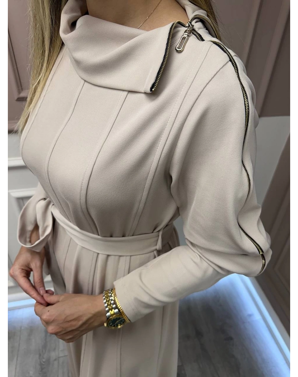 Misswhence 38803 Ekru Fermuar Detaylı Elbise