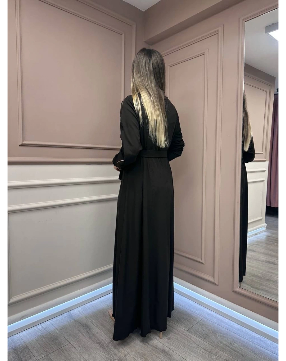 Misswhence 38803 Kahverengi Fermuar Detaylı Elbise