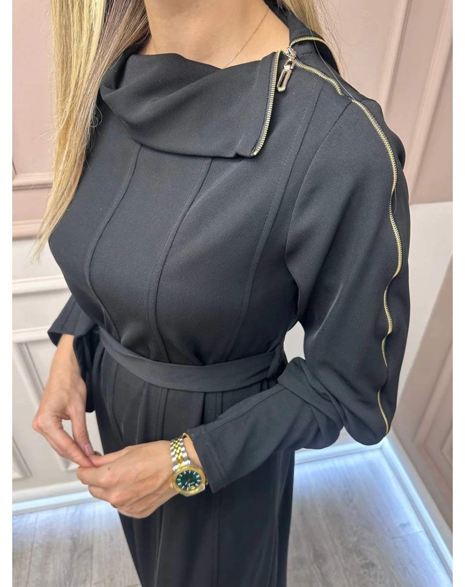 Misswhence 38803 Siyah Fermuar Detaylı Elbise