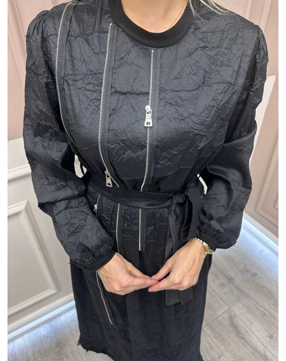 Misswhence 38804 Siyah Tafta Crush Elbise