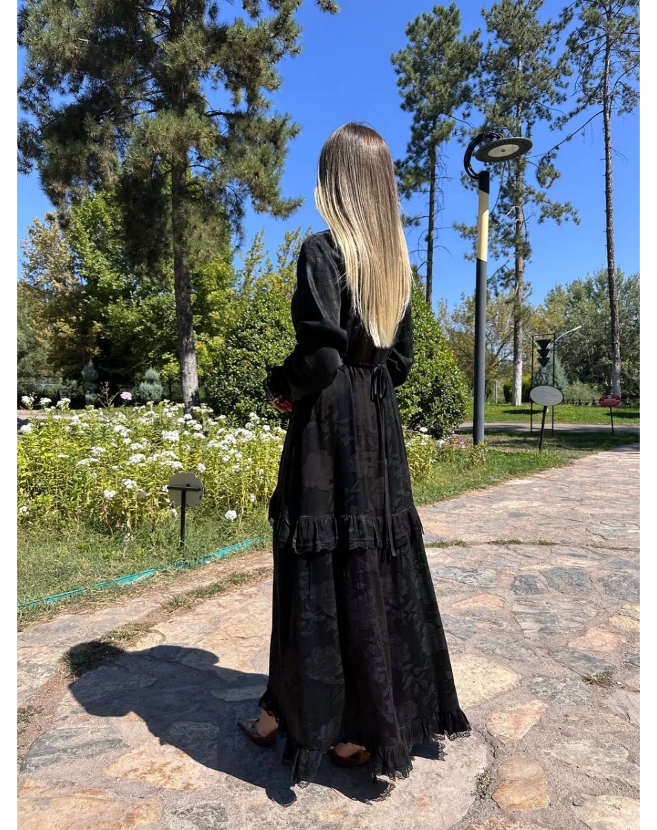 Misswhence 38805 Gökkuşağı Cupro Jakar Elbise