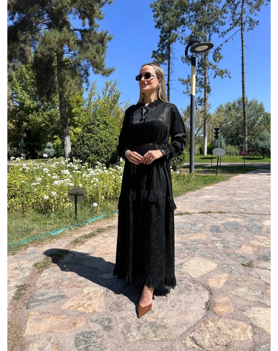 Misswhence 38805 Gökkuşağı Cupro Jakar Elbise