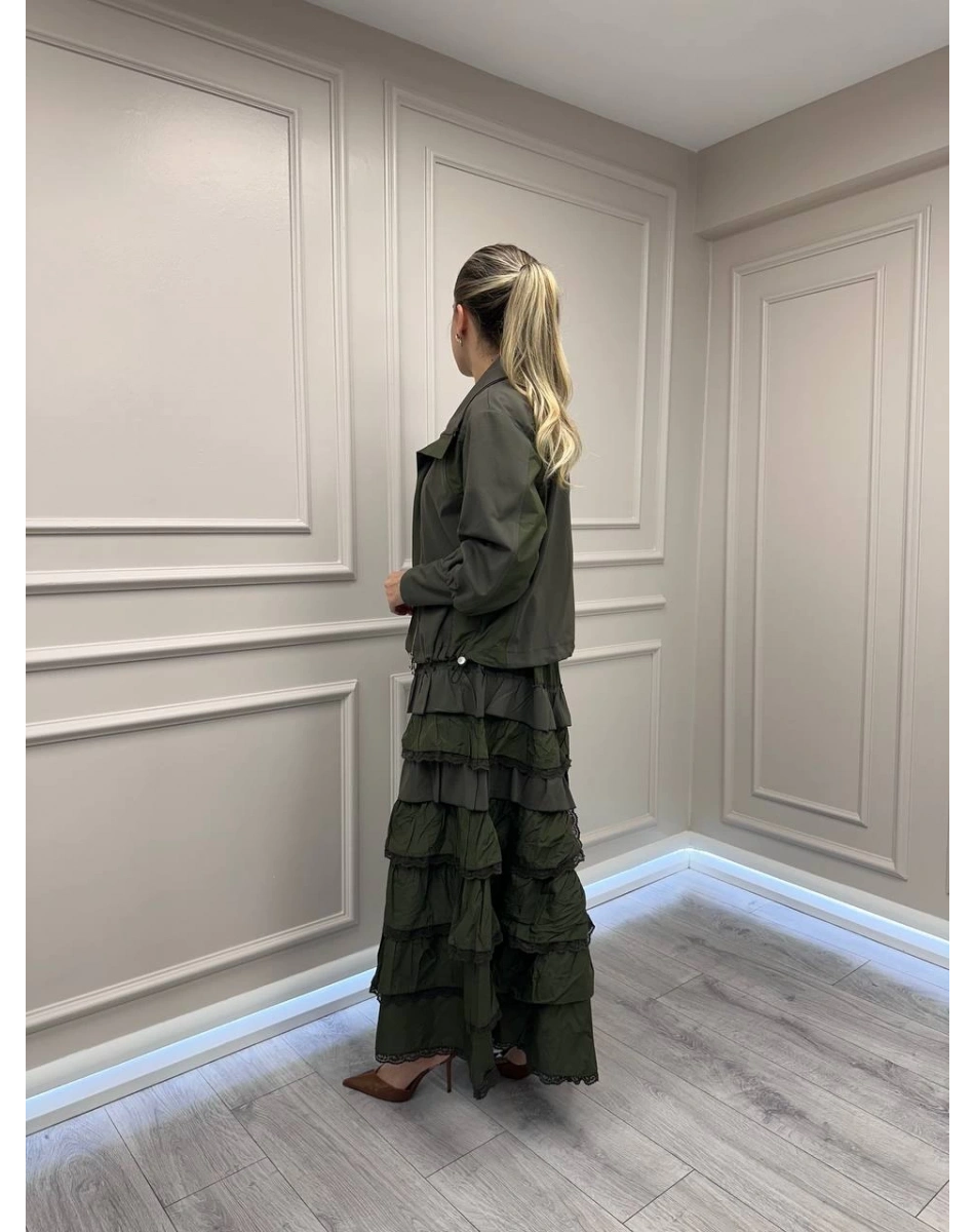 Misswhence 38807 Haki Ceketli İkili Elbise