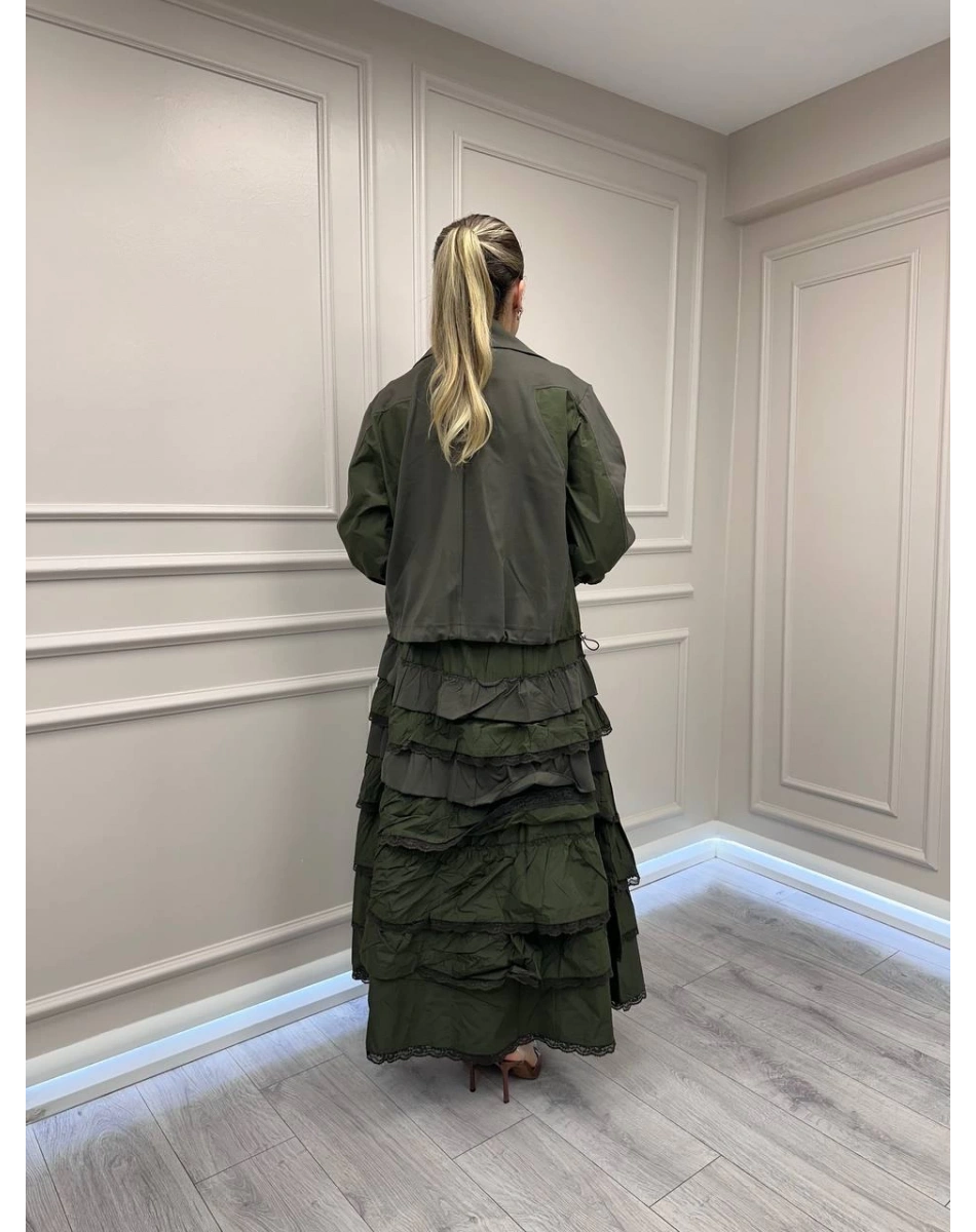 Misswhence 38807 Haki Ceketli İkili Elbise