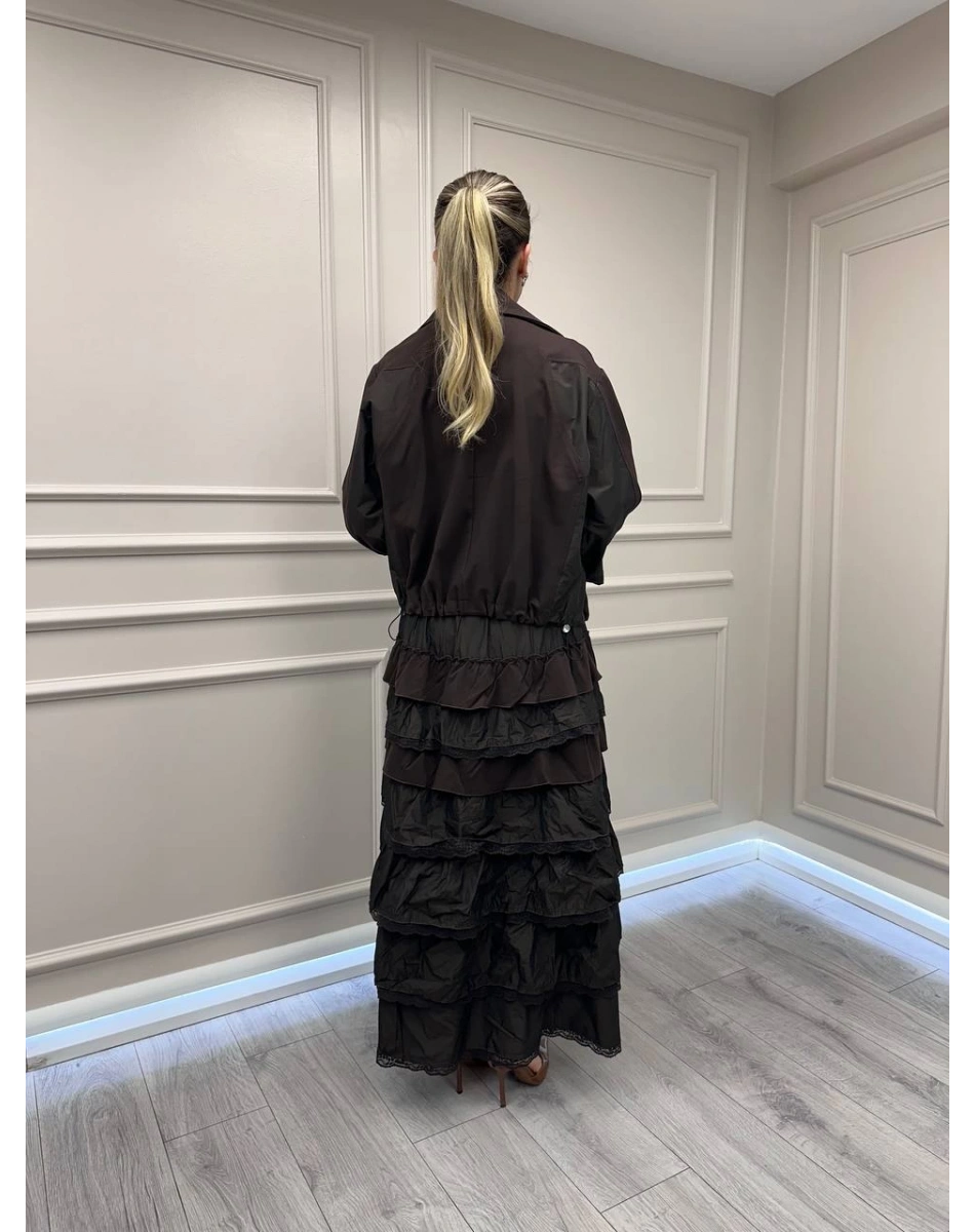 Misswhence 38807 Kahverengi Ceketli İkili Elbise