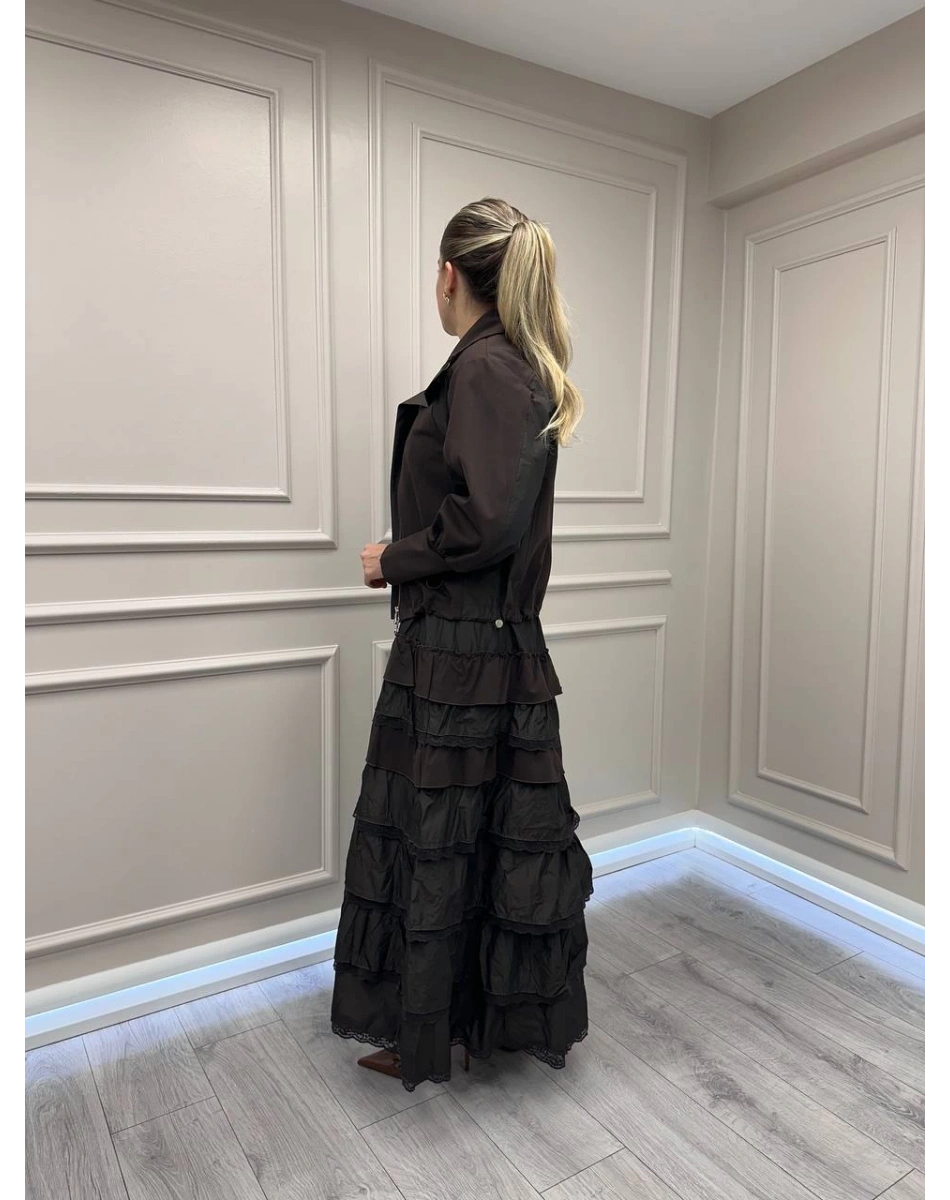 Misswhence 38807 Kahverengi Ceketli İkili Elbise