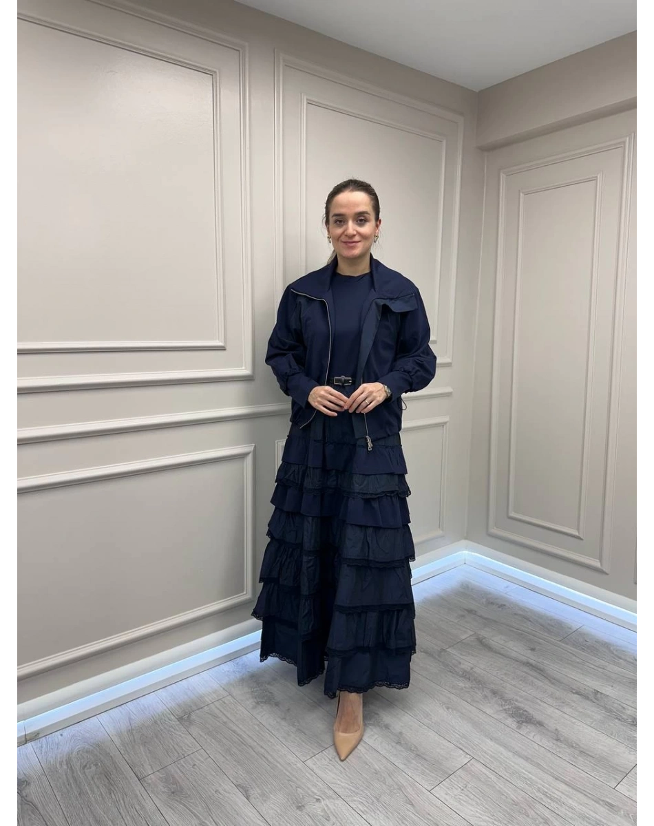 Misswhence 38807 Lacivert Ceketli İkili Elbise