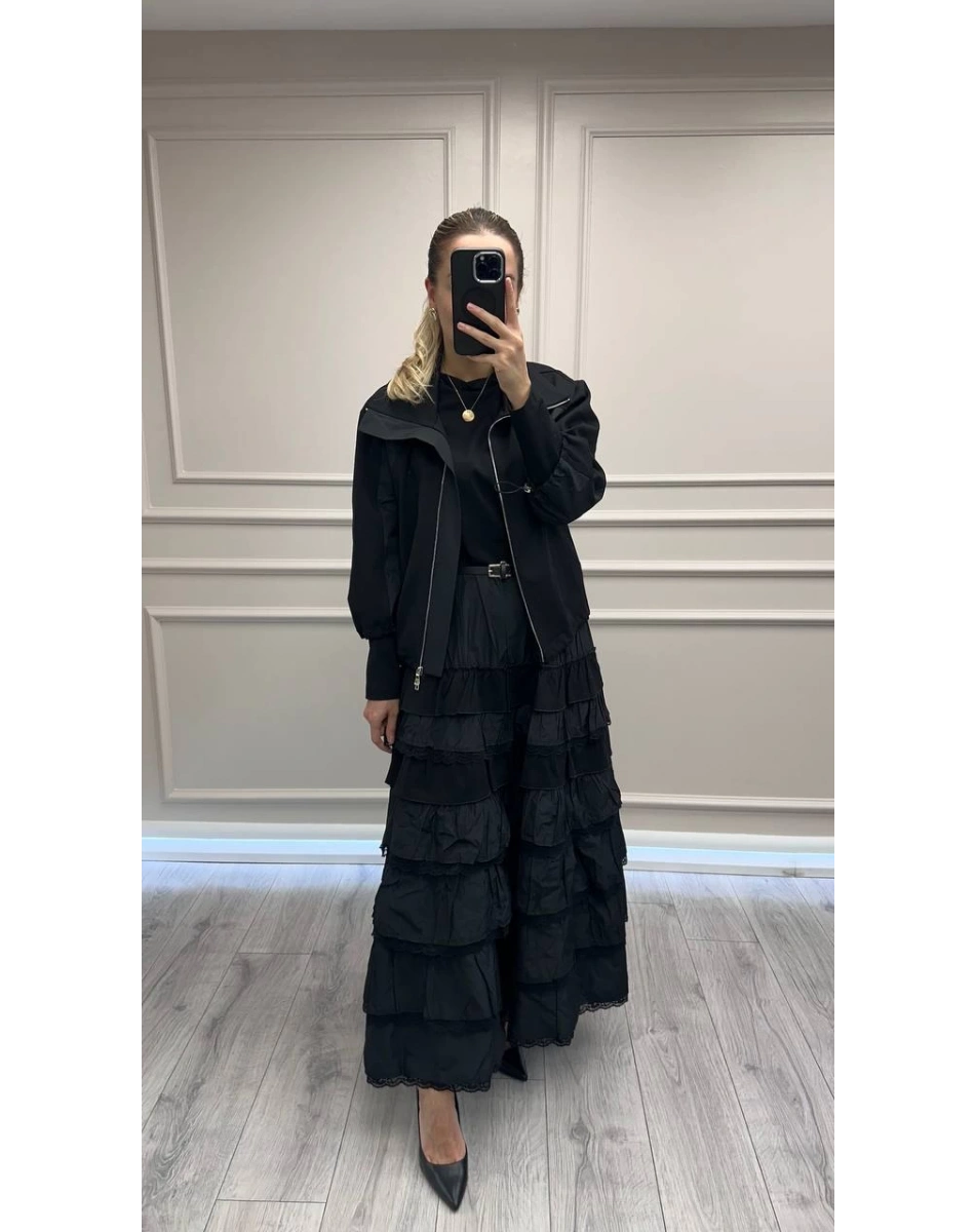 Misswhence 38807 Siyah Ceketli İkili Elbise