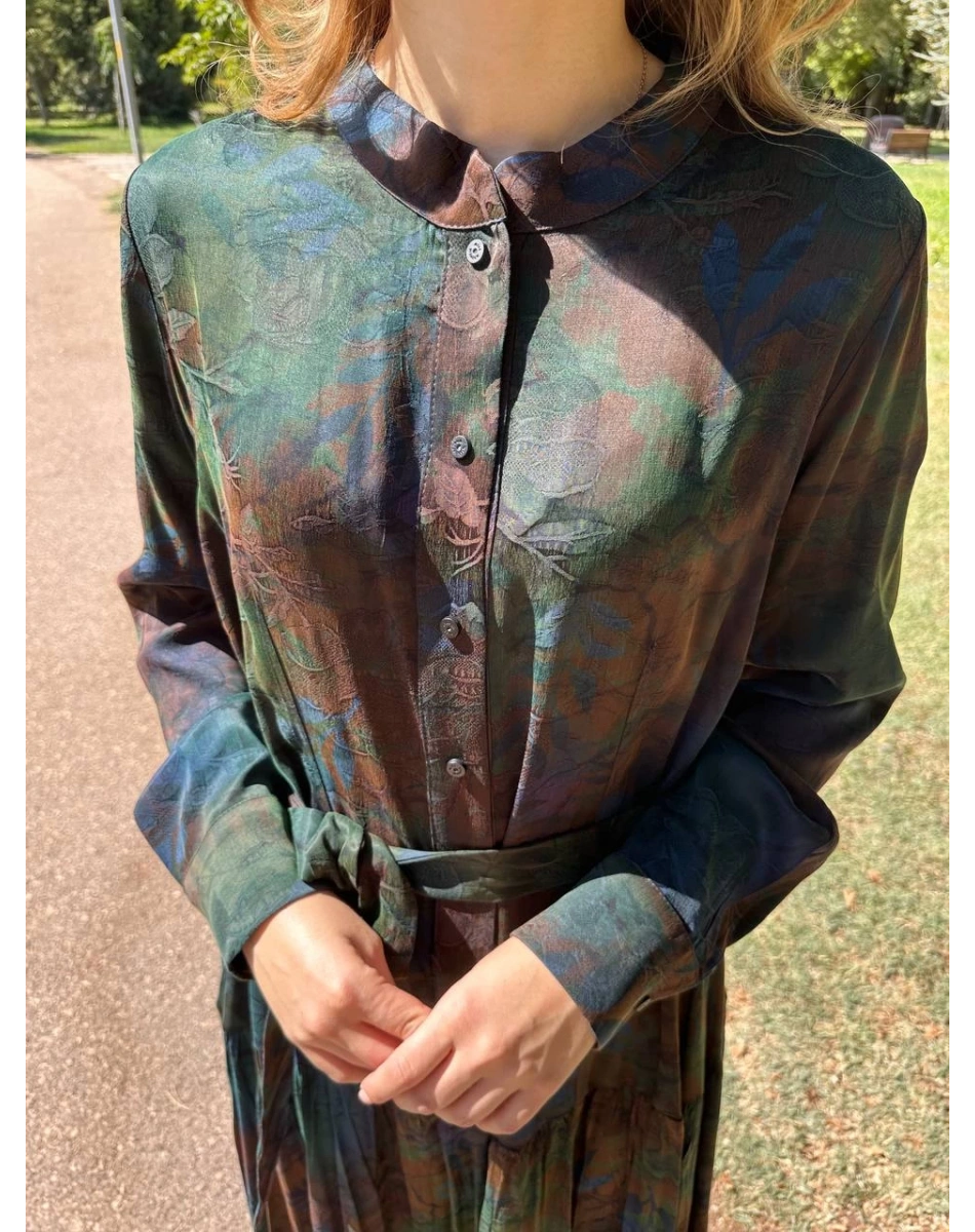 Misswhence 38809 Oijinal Jakarlı Cupro Elbise