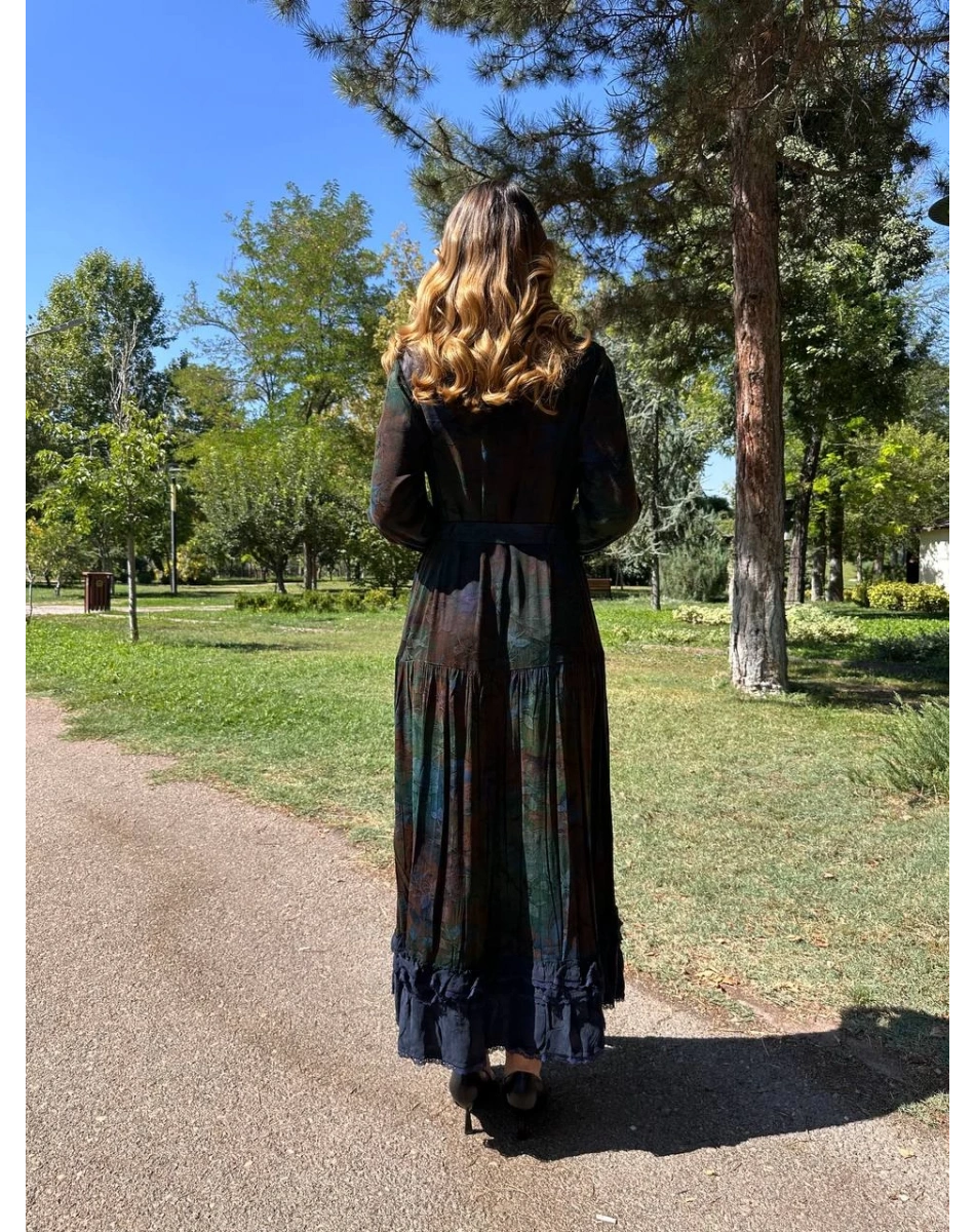 Misswhence 38809 Oijinal Jakarlı Cupro Elbise