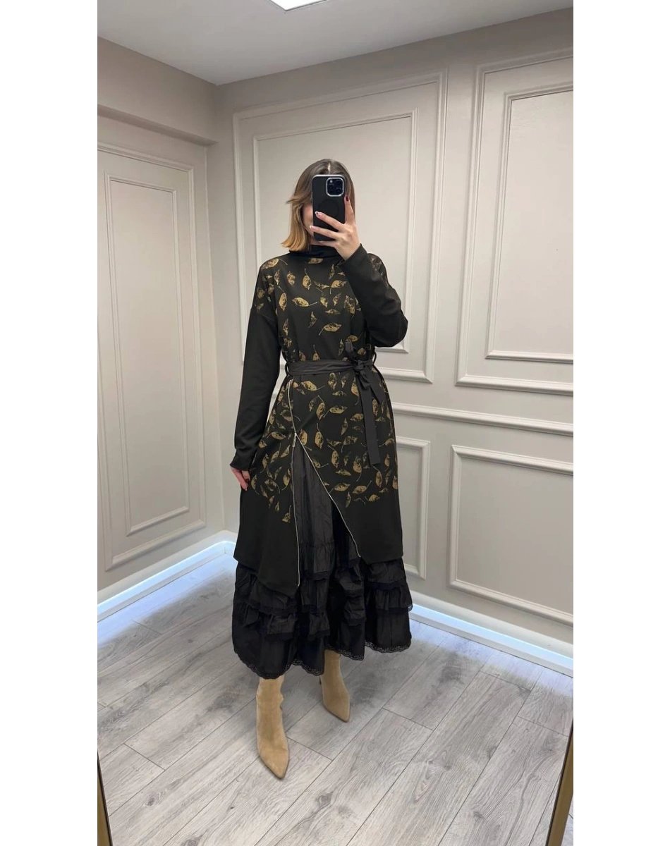 Misswhence 38810 Kahverengi İkili Elbise