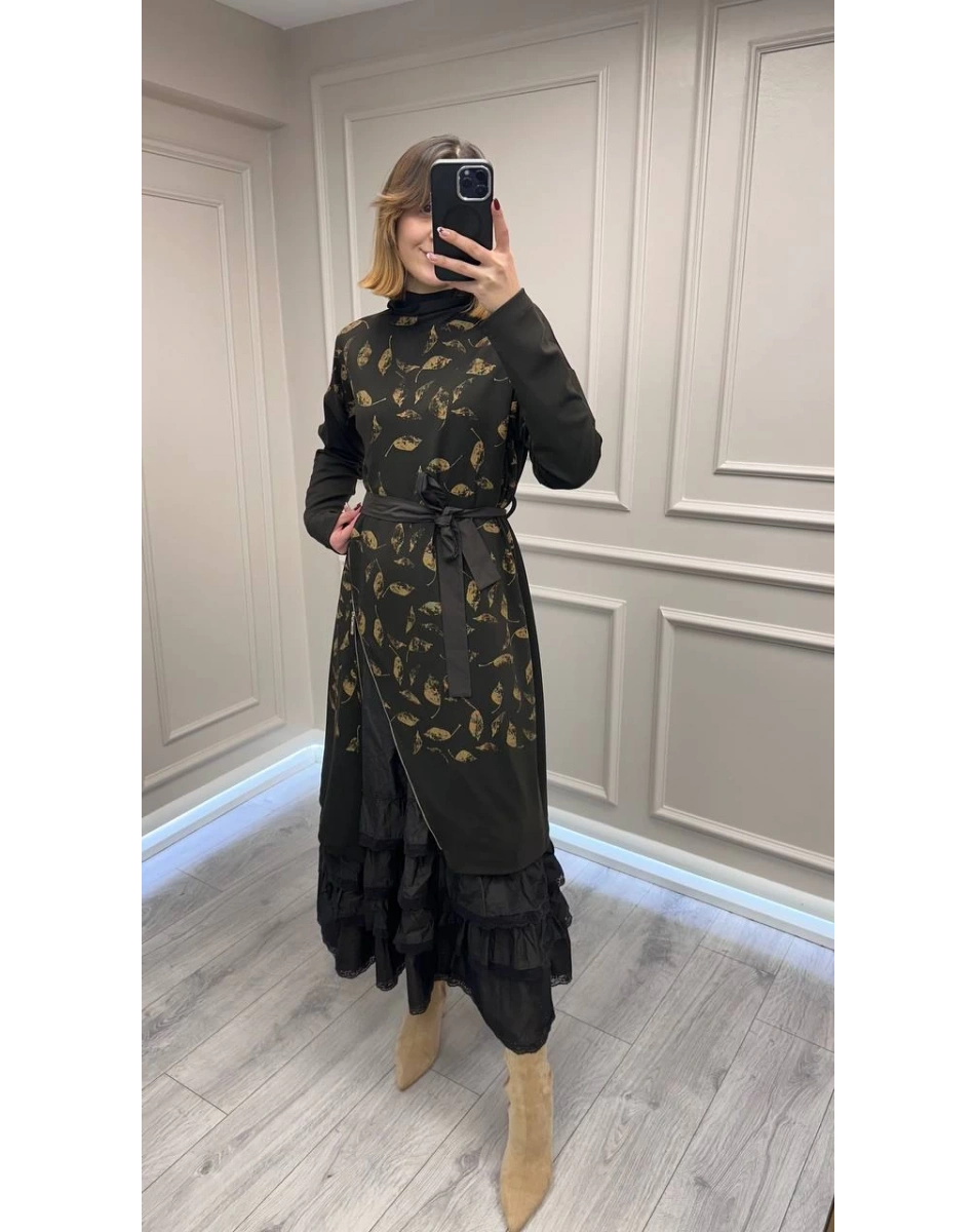 Misswhence 38810 Kahverengi İkili Elbise