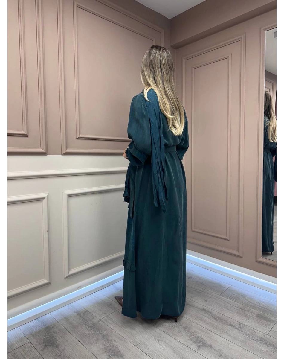 Misswhence 38818 Zümrüt Cupro Elbise