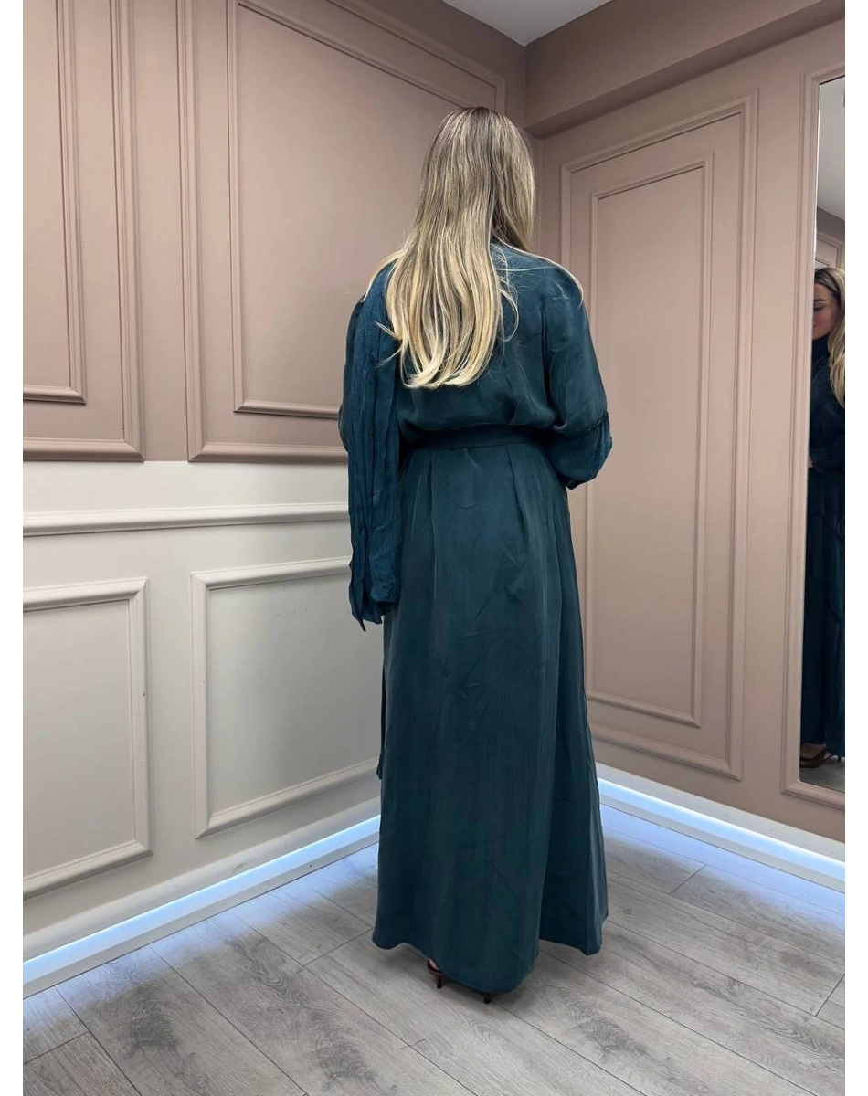 Misswhence 38818 Zümrüt Cupro Elbise