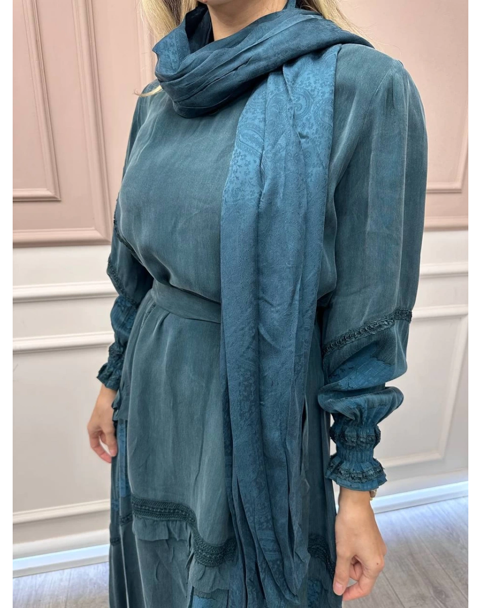 Misswhence 38818 Zümrüt Cupro Elbise