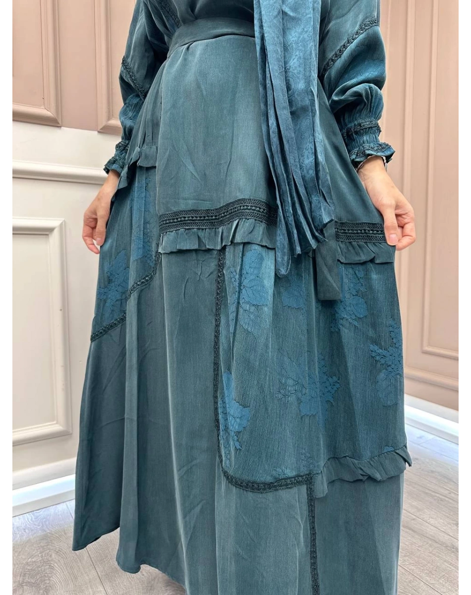 Misswhence 38818 Zümrüt Cupro Elbise