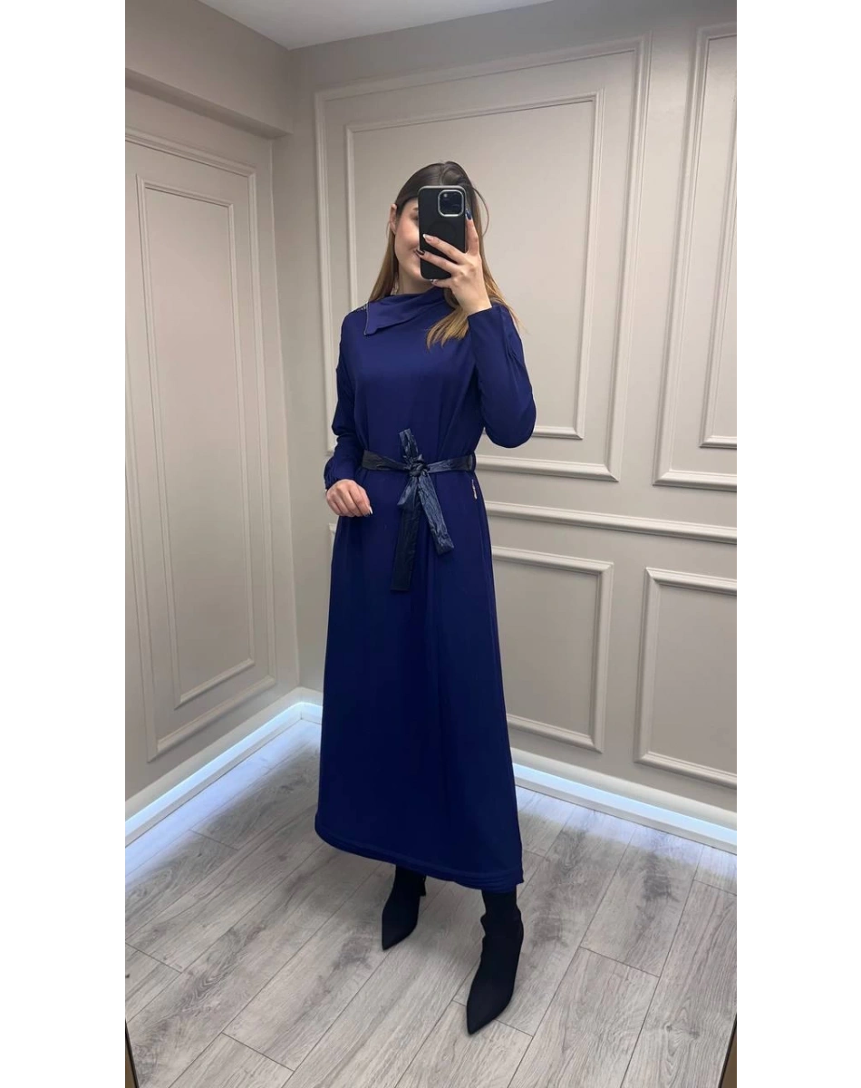 Misswhence 38822 Mor Fermuar Detaylı Elbise