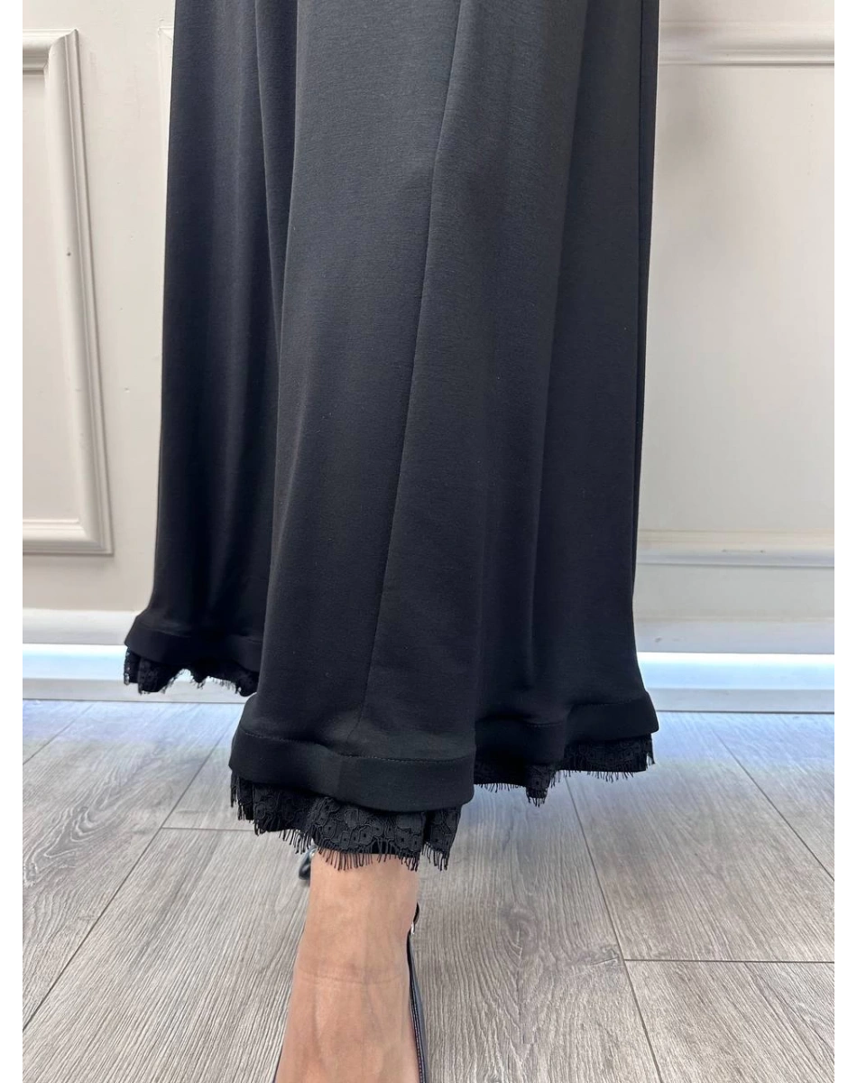 Misswhence 38823 Siyah Güpür Detaylı Elbise