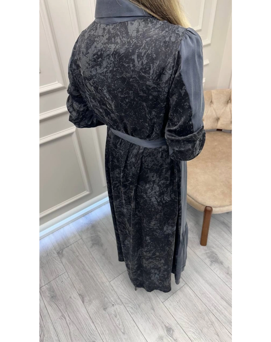 Misswhence 38827 Gri Arkası Desenli Elbise